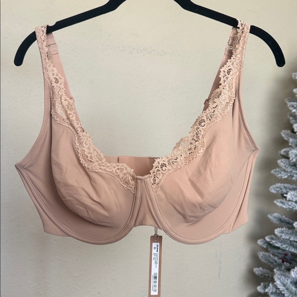 SKIMS Fits Everybody Lace NWT Unlined Full‎ Coverage Bra  - color Clay 40DDD - Picture 2 of 8